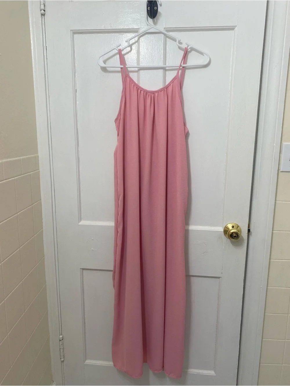 Pink Maxi Slip Dress - Spaghetti Strap - Picture 1 of 5